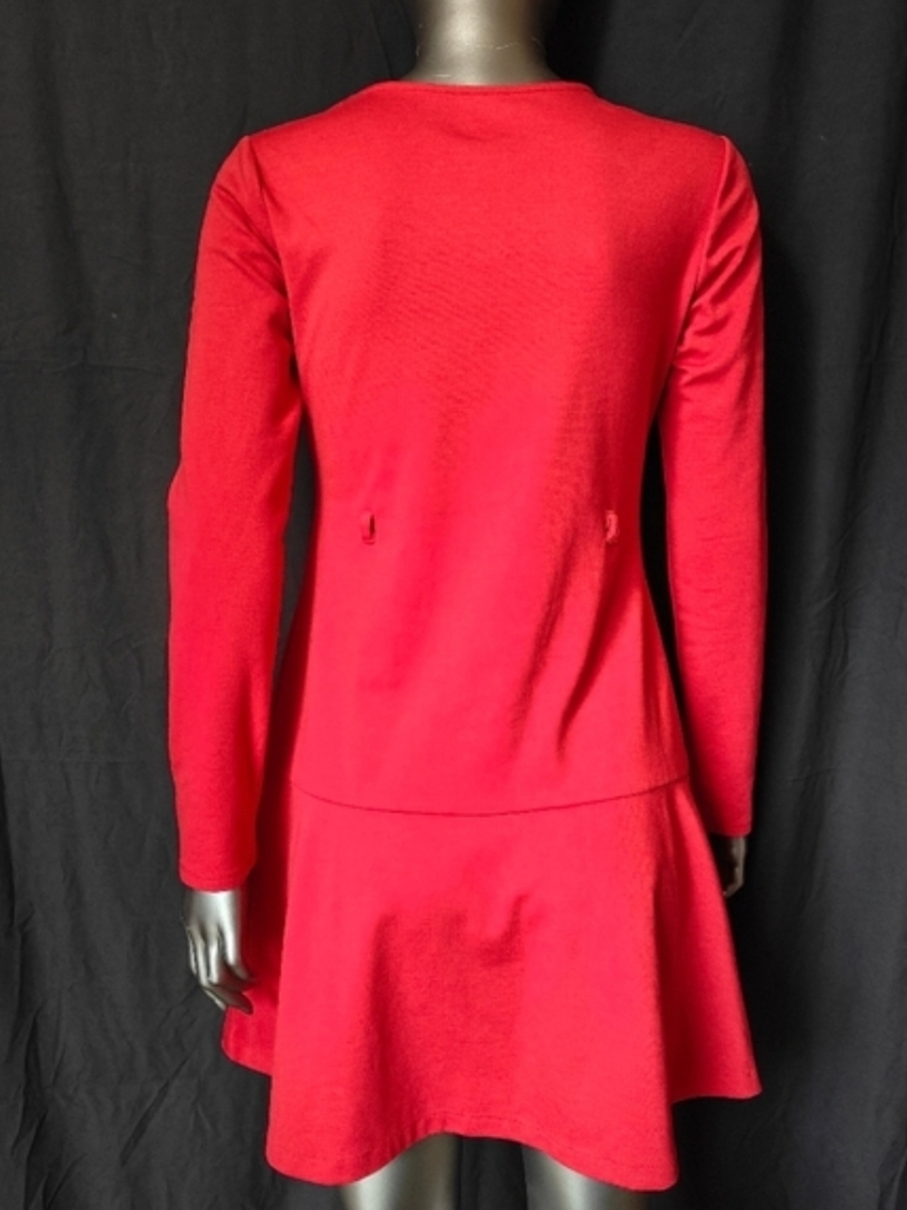 Women’s Red Long-Sleeve Fit & Flare Dress - Picture 3 of 3
